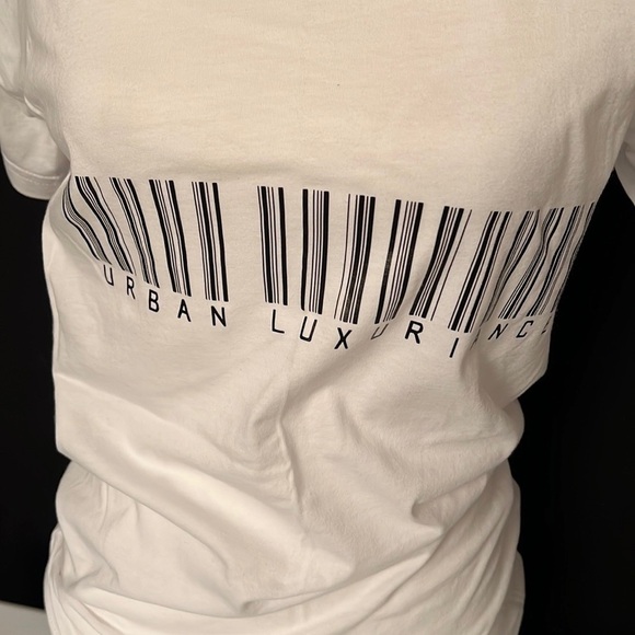 BELLA Canvas White Urban Luxuriance Barcode T shirt - Picture 2 of 3